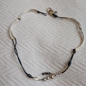 Silver and Brown Leather Wrap Bracelet